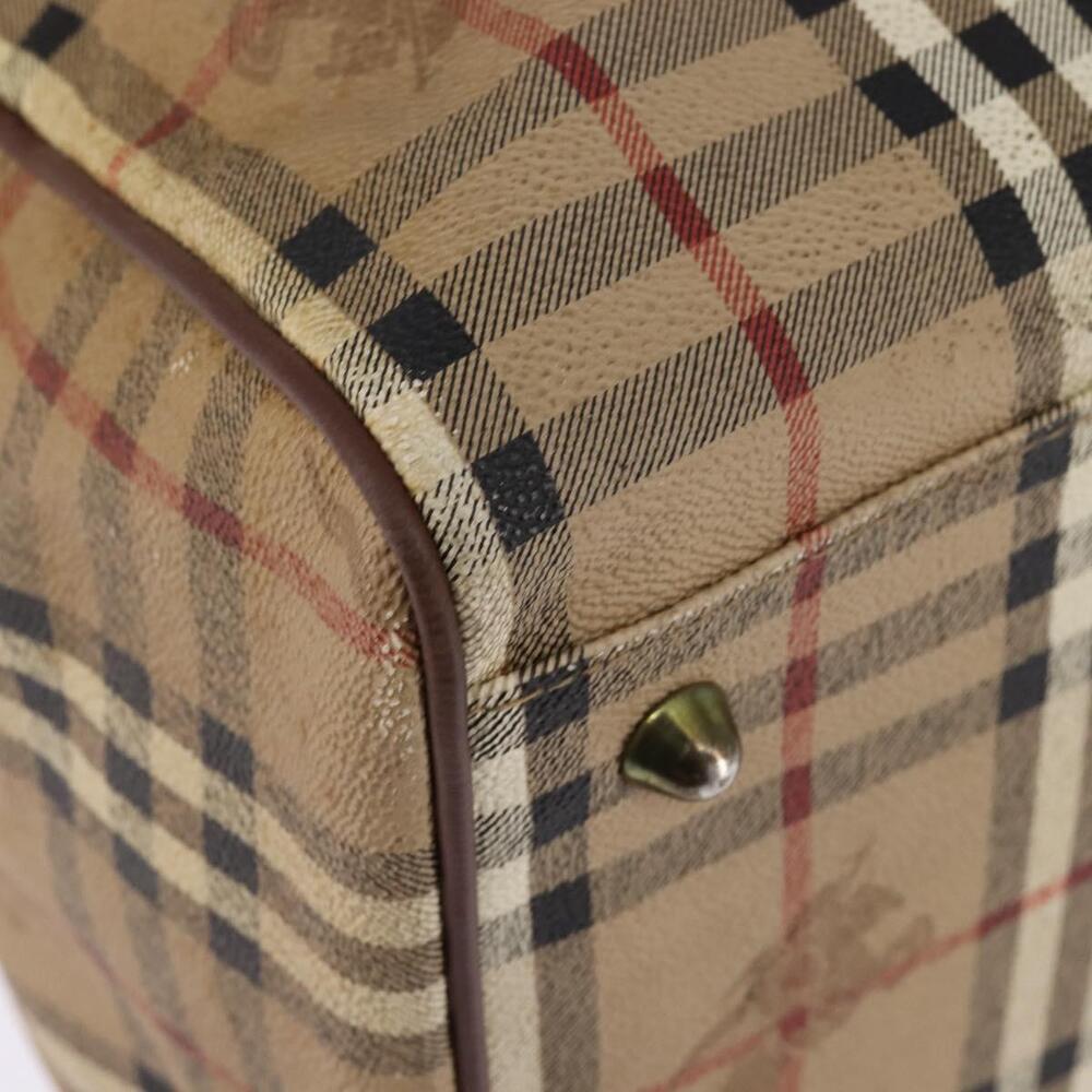Burberrys Nova Check Boston Bag PVC Beige Gold Auth gh919 - Picture 15 of 16